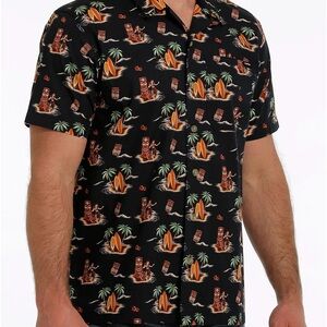 Cinch Men's Tiki Print Camp Short Sleeve Western Shirt